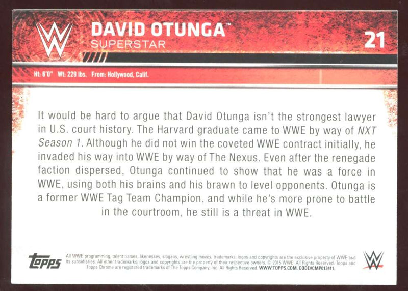 Load image into Gallery viewer, 2015 Topps Chrome WWE Refractor David Otunga #21 Image 2
