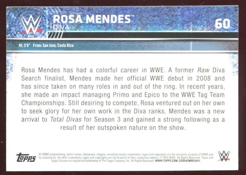 Load image into Gallery viewer, 2015 Topps Chrome WWE Refractor Rosa Mendes #60 Image 2
