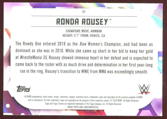 2020 Topps Chrome WWE Ronda Rousey