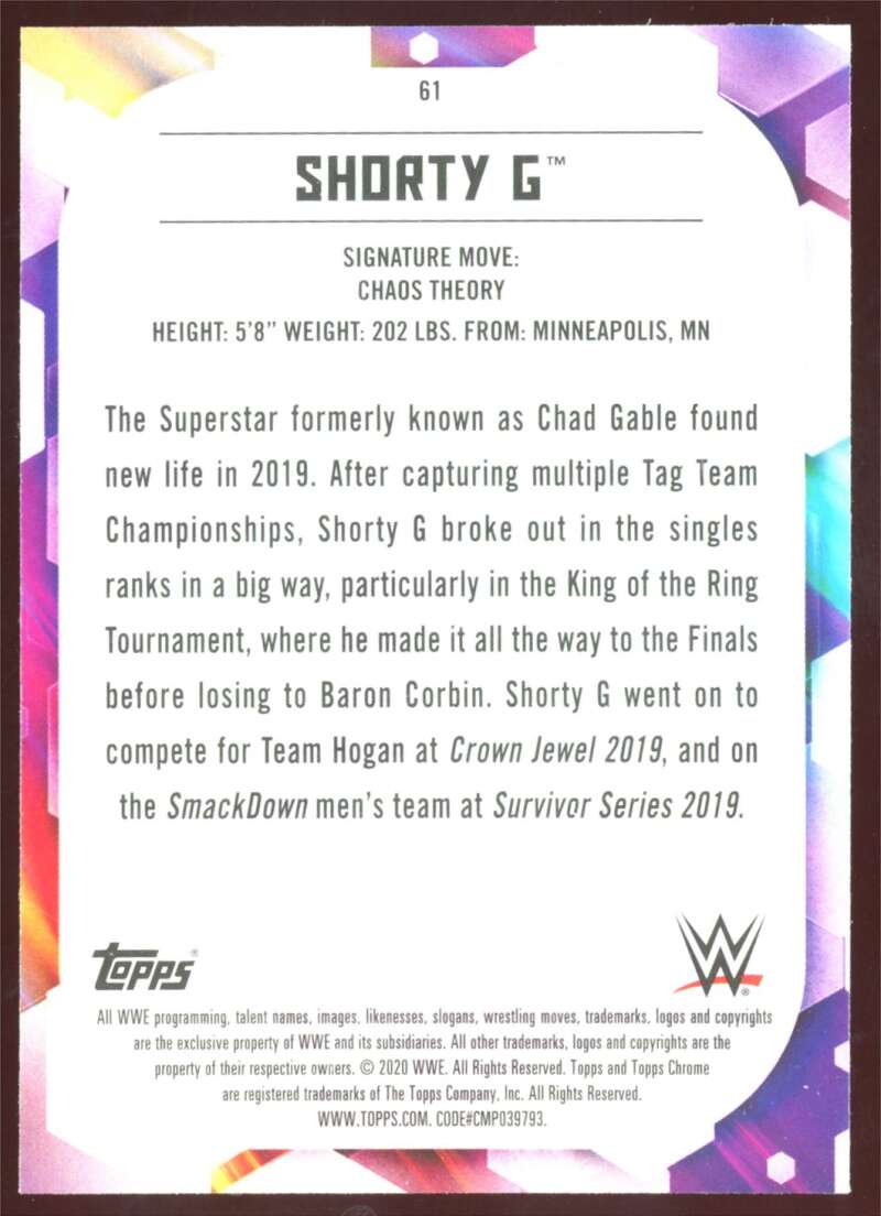 Load image into Gallery viewer, 2020 Topps Chrome WWE X-Fractor Shorty G #61 Image 2
