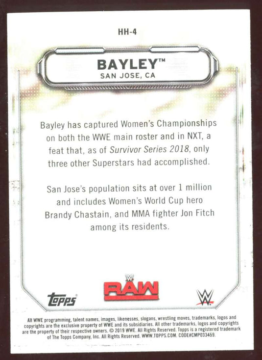 2019 Topps WWE Raw Hometown Heroes Bayley