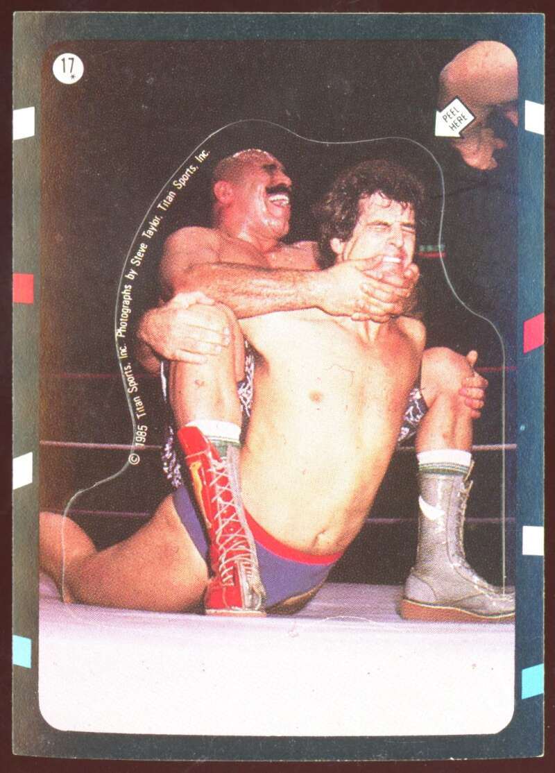 Load image into Gallery viewer, 1985 Topps WWF Sticker The Iron Sheik Camel Clutch #17 Set Break Image 1
