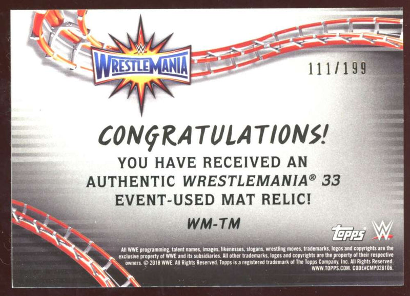 Load image into Gallery viewer, 2018 Topps WWE Road to Wrestlemania 33 Mat Relic The Miz #WM-TM /199 Image 2
