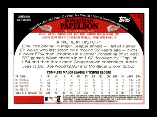 2009 Topps Chrome Jonathan Papelbon 