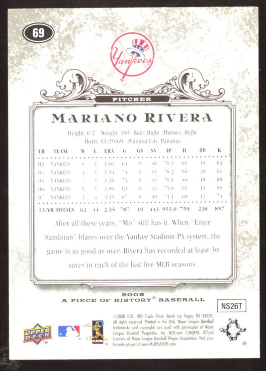 2008 Upper Deck A Piece of History Mariano Rivera 