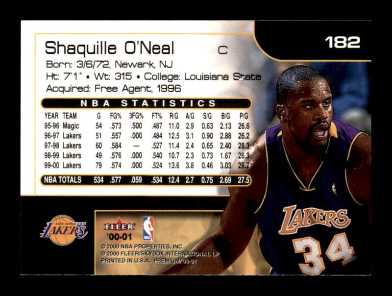Load image into Gallery viewer, 2000-01 Fleer Premium Shaquille O&#39;Neal #182 Image 2

