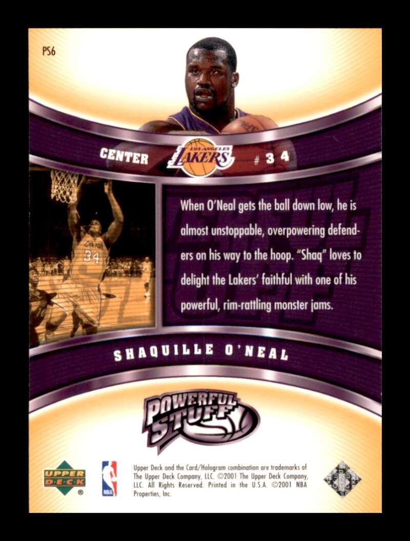 Load image into Gallery viewer, 2000-01 Upper Deck Encore Powerful Stuff Shaquille O&#39;Neal #PS6 Image 2
