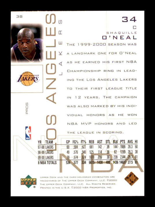 2000-01 Upper Deck Pros and Prospects Shaquille O'Neal