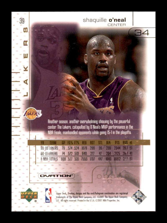 2001-02 Upper Deck Ovation Shaquille O'Neal