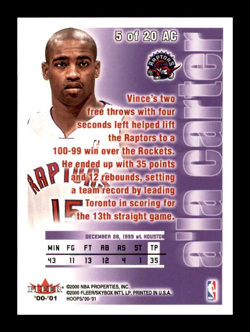 Load image into Gallery viewer, 2000-01 NBA Hoops Hot Prospects a&#39;la Carter Vince Carter #5 Image 2
