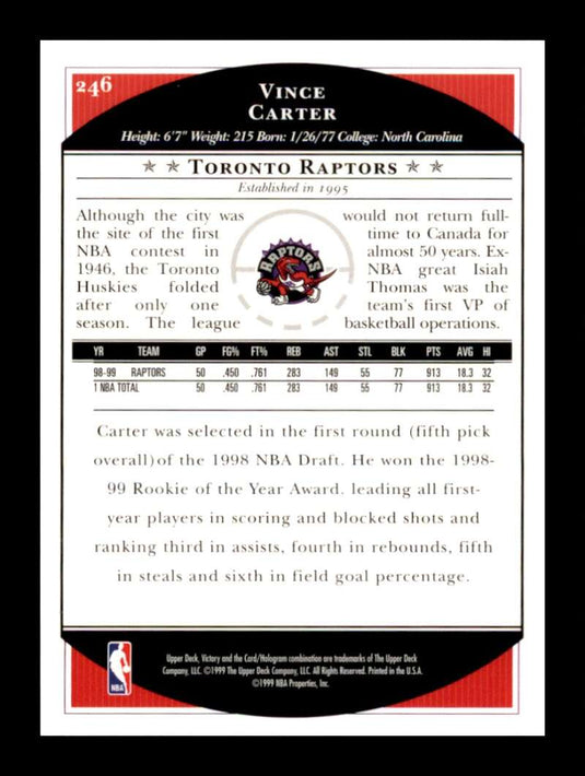 1999-00 Upper Deck Victory Vince Carter