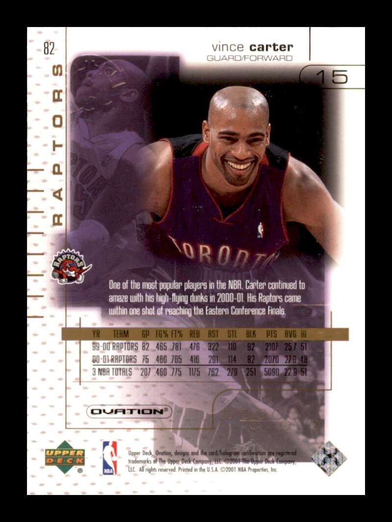 Load image into Gallery viewer, 2001-02 Upper Deck Ovation Vince Carter #82 Image 2
