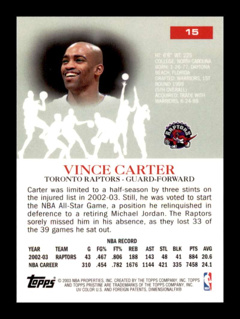 Load image into Gallery viewer, 2003-04 Topps Pristine Vince Carter #15 Image 2
