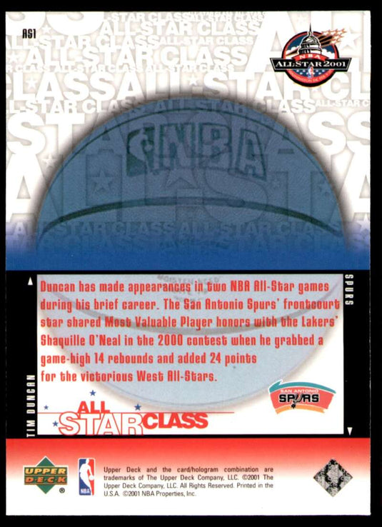 2000-01 Upper Deck All Star Class Tim Duncan 