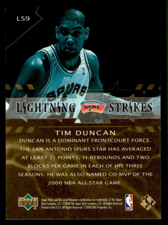 2000-01 Upper Deck Lightning Strikes Tim Duncan 