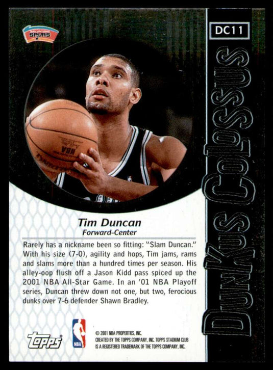 2001-02 Topps Stadium Club Dunkus Colossus Tim Duncan 