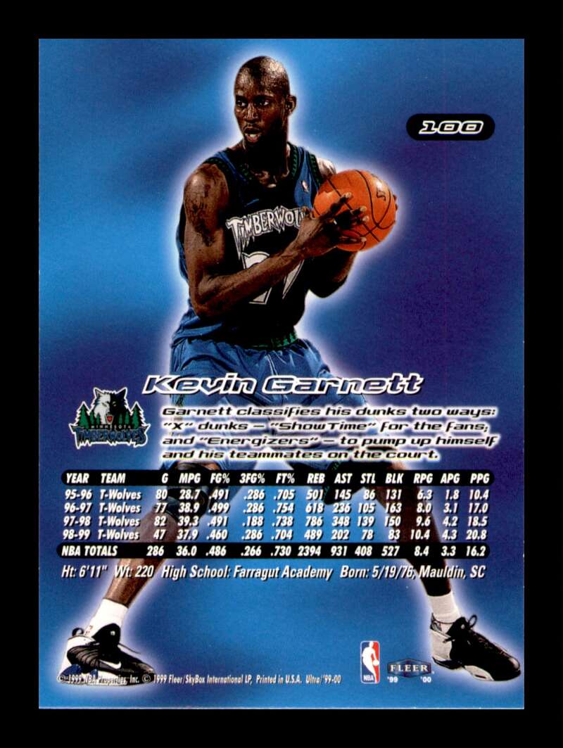 Load image into Gallery viewer, 1999-00 Fleer Ultra Kevin Garnett #100 Image 2
