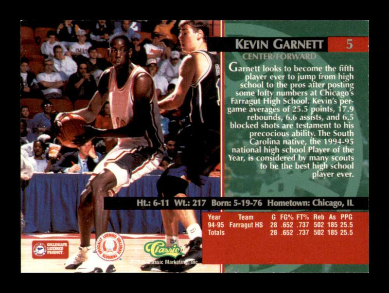 Load image into Gallery viewer, 1995-96 Classic Kevin Garnett #5 Image 2
