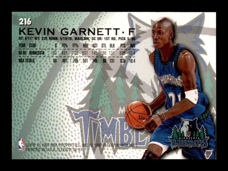 Load image into Gallery viewer, 1996-97 Fleer Kevin Garnett #216 Image 2
