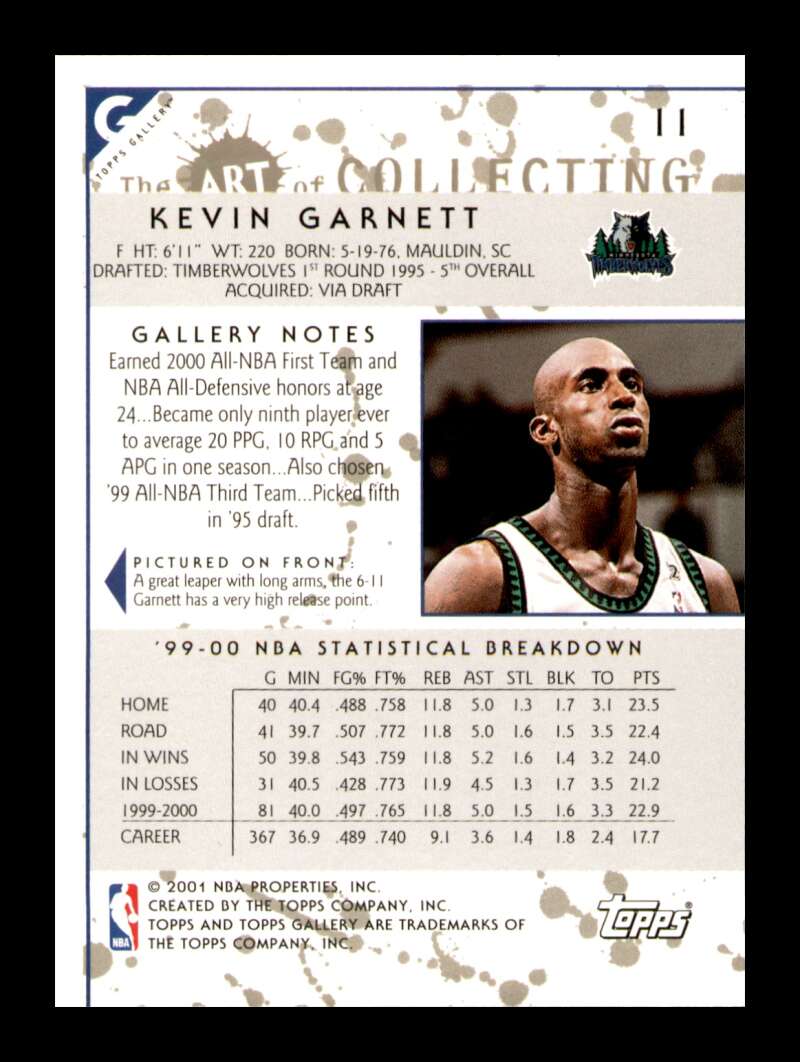 Load image into Gallery viewer, 2001-02 Topps Gallery Kevin Garnett #11 Image 2
