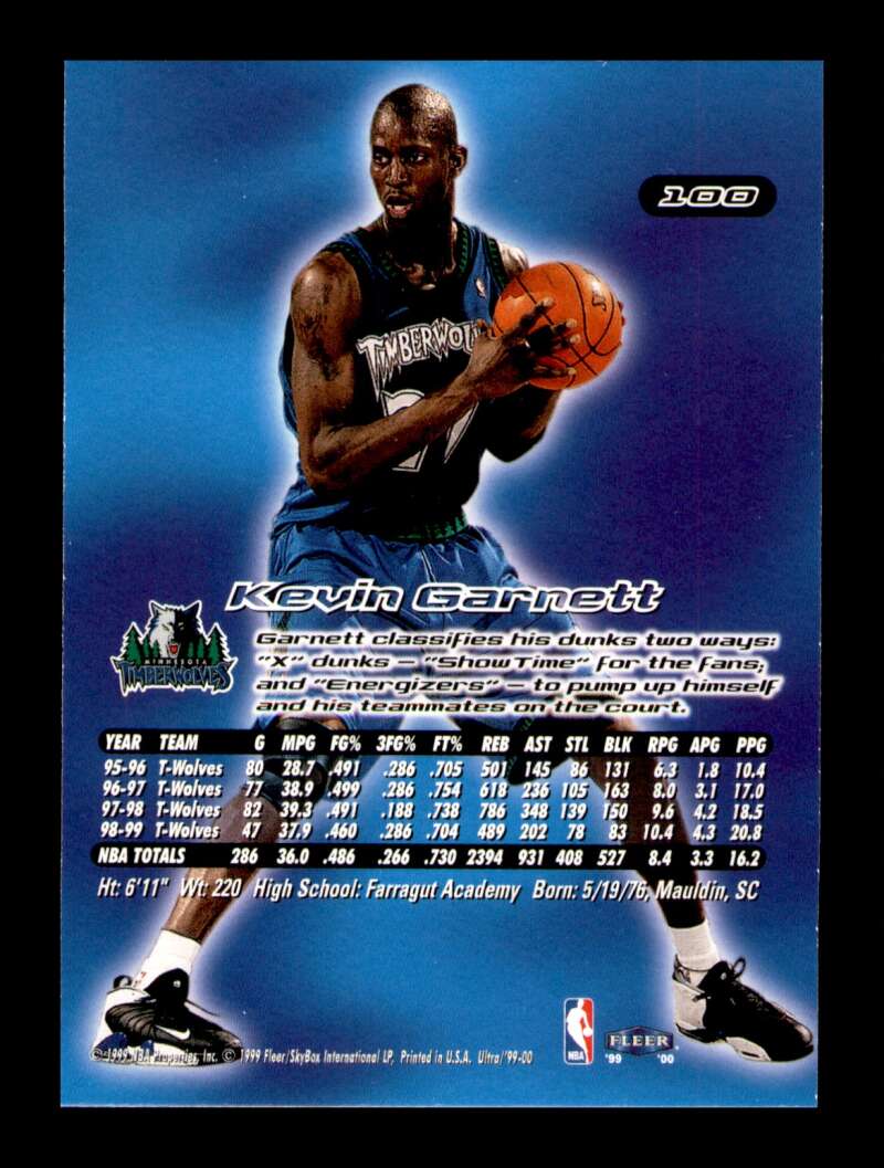 Load image into Gallery viewer, 1999-00 Fleer Ultra Kevin Garnett #100 Image 2
