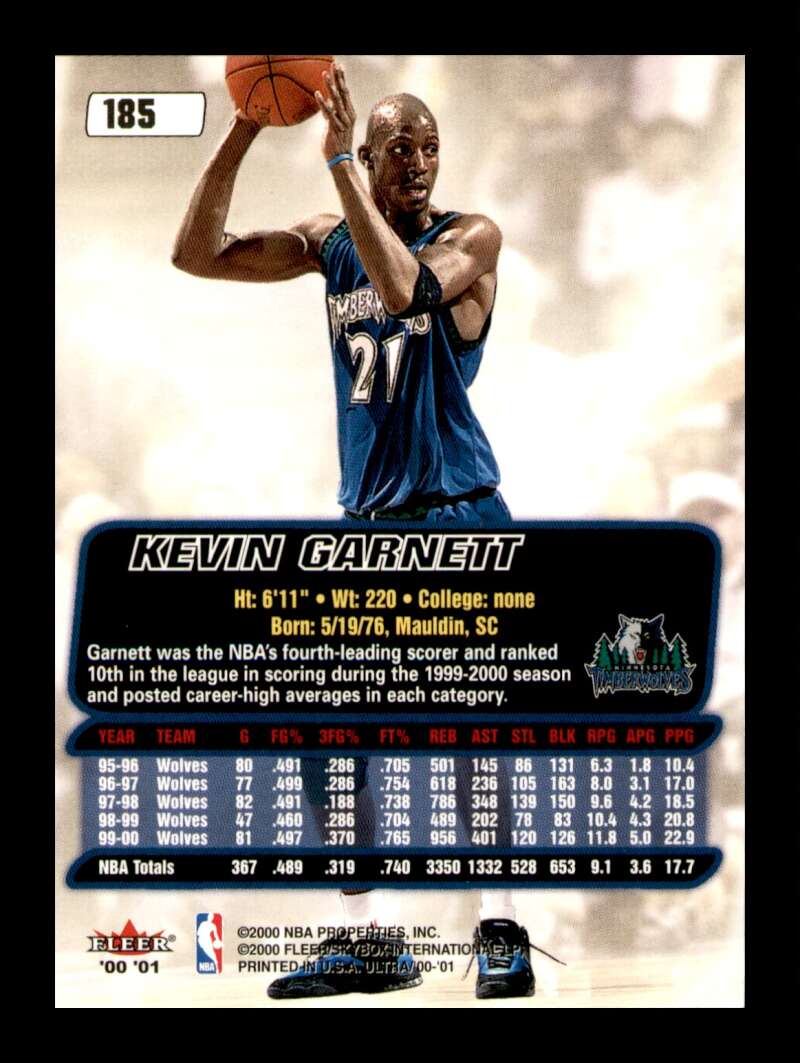 Load image into Gallery viewer, 2000-01 Fleer Ultra Kevin Garnett #185 Image 2
