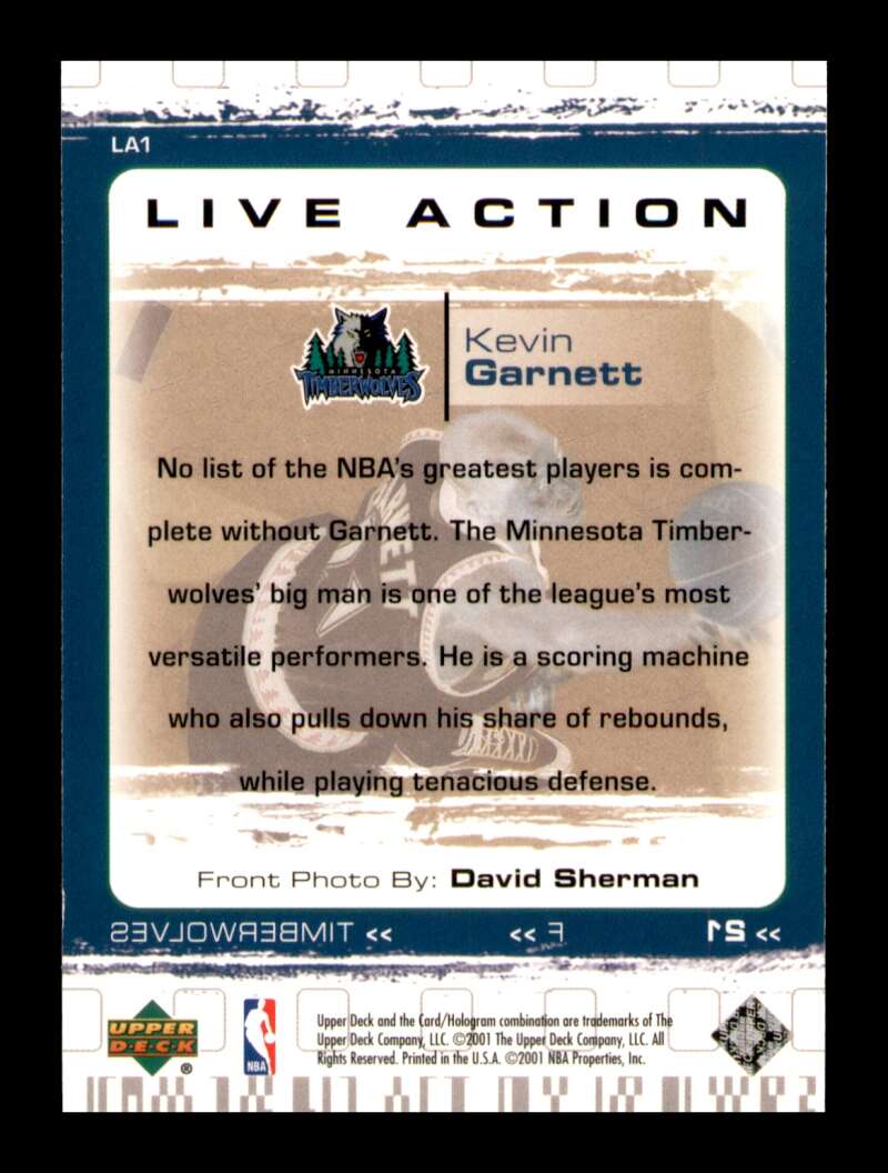 Load image into Gallery viewer, 2000-01 Upper Deck Live Action Kevin Garnett #LA1 Image 2
