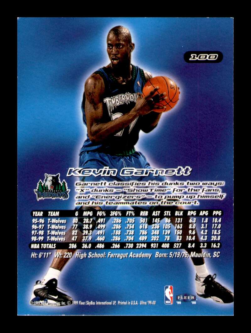 Load image into Gallery viewer, 1999-00 Fleer Ultra Kevin Garnett #100 Image 2
