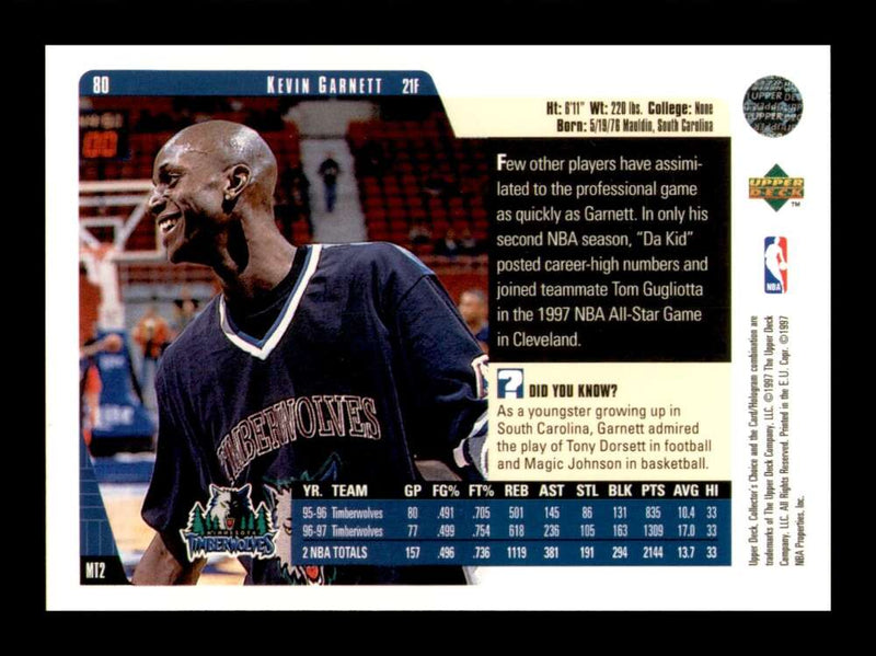 Load image into Gallery viewer, 1997-98 Upper Deck Collector&#39;s Choice Kevin Garnett #80 Image 2
