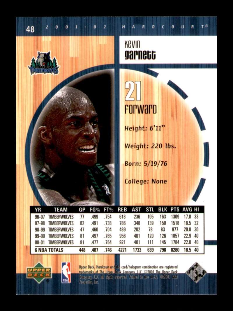 Load image into Gallery viewer, 2001-02 Upper Deck Hardcourt Kevin Garnett #48 Image 2
