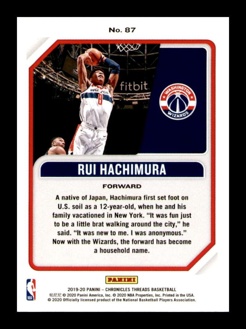 Load image into Gallery viewer, 2019-20 Panini Chronicles Threads Rui Hachimura #87 Rookie RC Image 2
