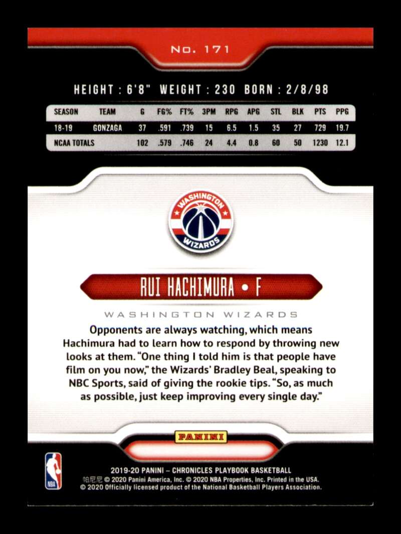 Load image into Gallery viewer, 2019-20 Panini Chronicles Playbook Rui Hachimura #171 Rookie RC Image 2
