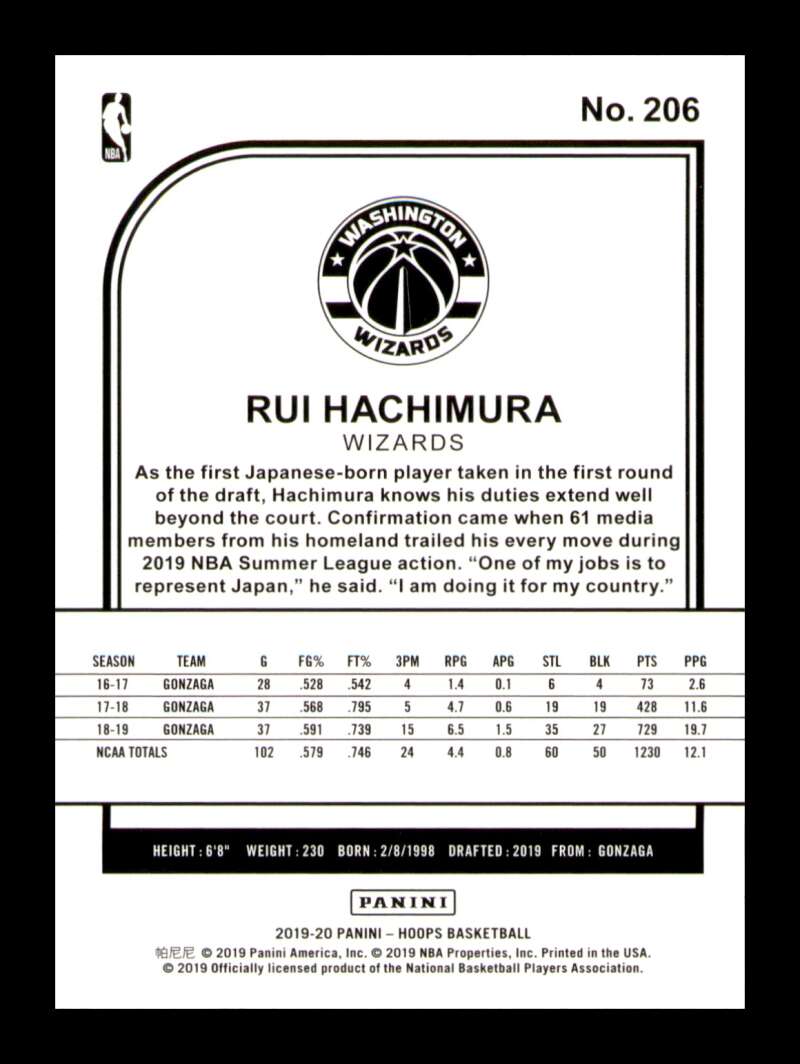 Load image into Gallery viewer, 2019-20 Panini Hoops Rui Hachimura #206 Rookie RC Image 2
