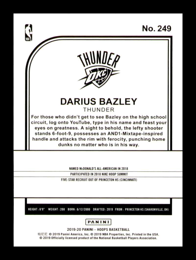 Load image into Gallery viewer, 2019-20 Panini Hoops Darius Bazley #249 Rookie RC Image 2
