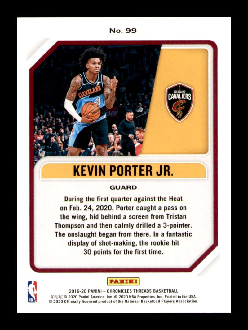 Load image into Gallery viewer, 2019-20 Panini Chronicles Threads Kevin Porter Jr. #99 Rookie RC Image 2
