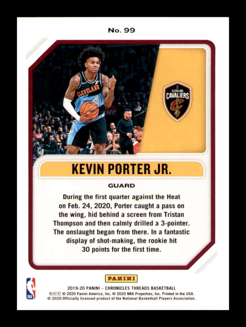 Load image into Gallery viewer, 2019-20 Panini Chronicles Threads Kevin Porter Jr. #99 Rookie RC Image 2
