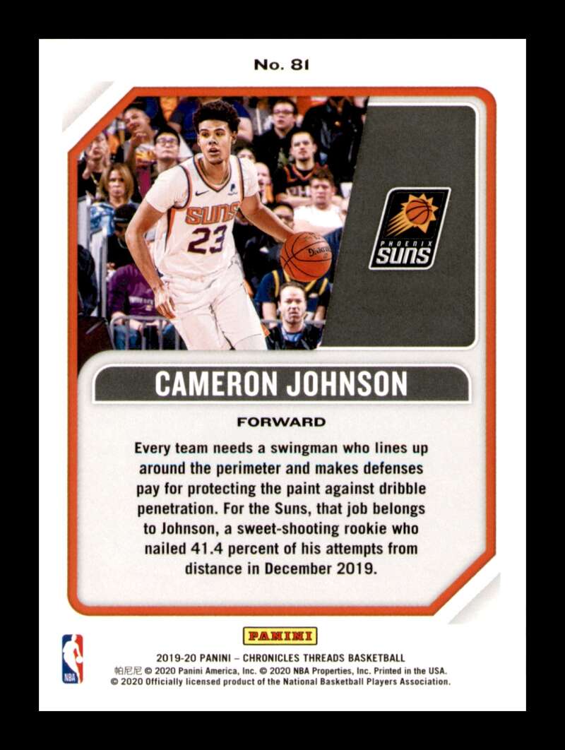 Load image into Gallery viewer, 2019-20 Panini Chronicles Threads Cameron Johnson #81 Rookie RC Image 2
