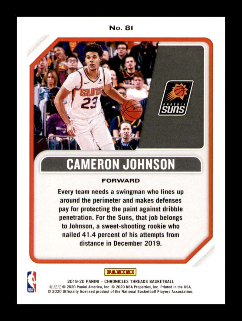 Load image into Gallery viewer, 2019-20 Panini Chronicles Threads Green Cameron Johnson #81 Rookie RC Image 2
