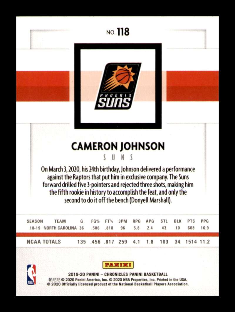 Load image into Gallery viewer, 2019-20 Panini Chronicles Cameron Johnson #118 Rookie RC Image 2
