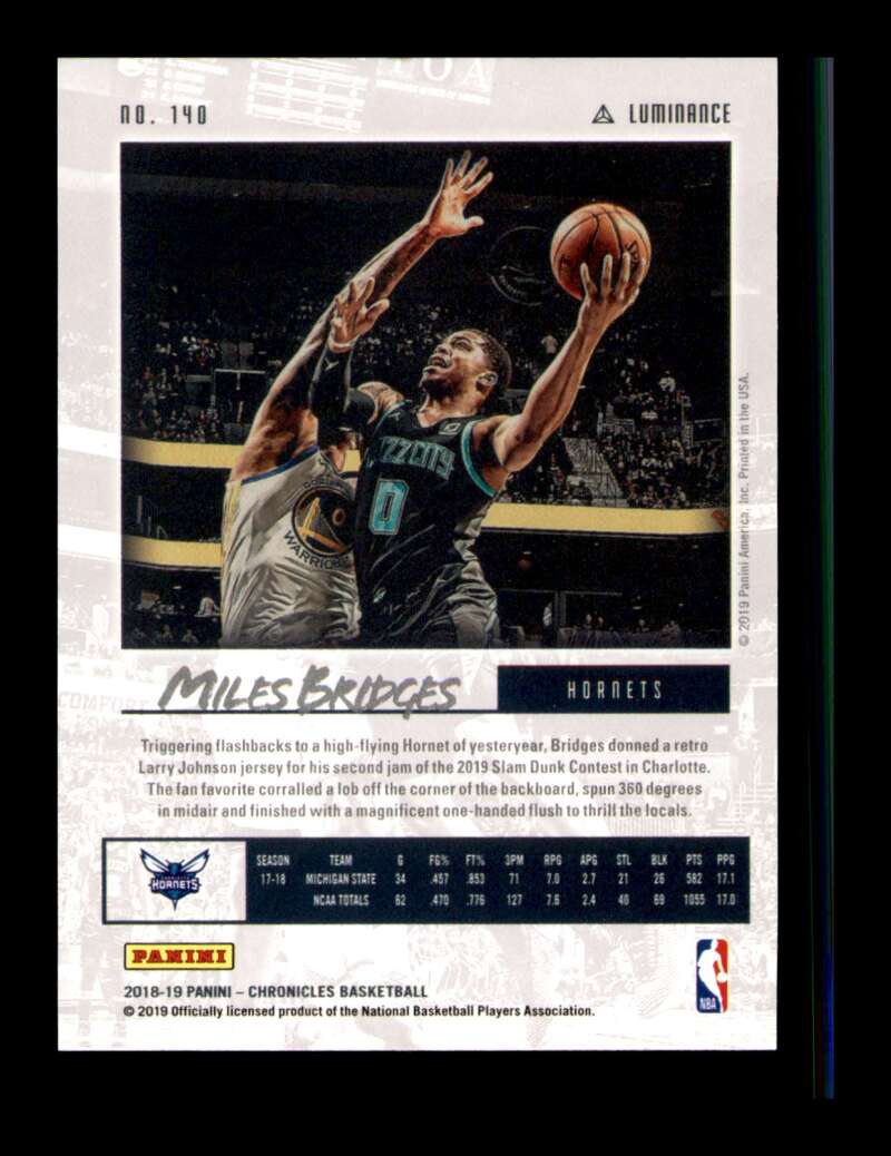 Load image into Gallery viewer, 2018-19 Panini Chronicles Luminance Miles Bridges #140 Rookie RC Image 2
