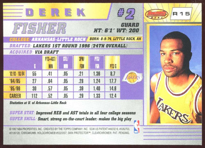 Load image into Gallery viewer, 1996-97 Bowman&#39;s Best Derek Fisher #R15 Rookie RC Image 2
