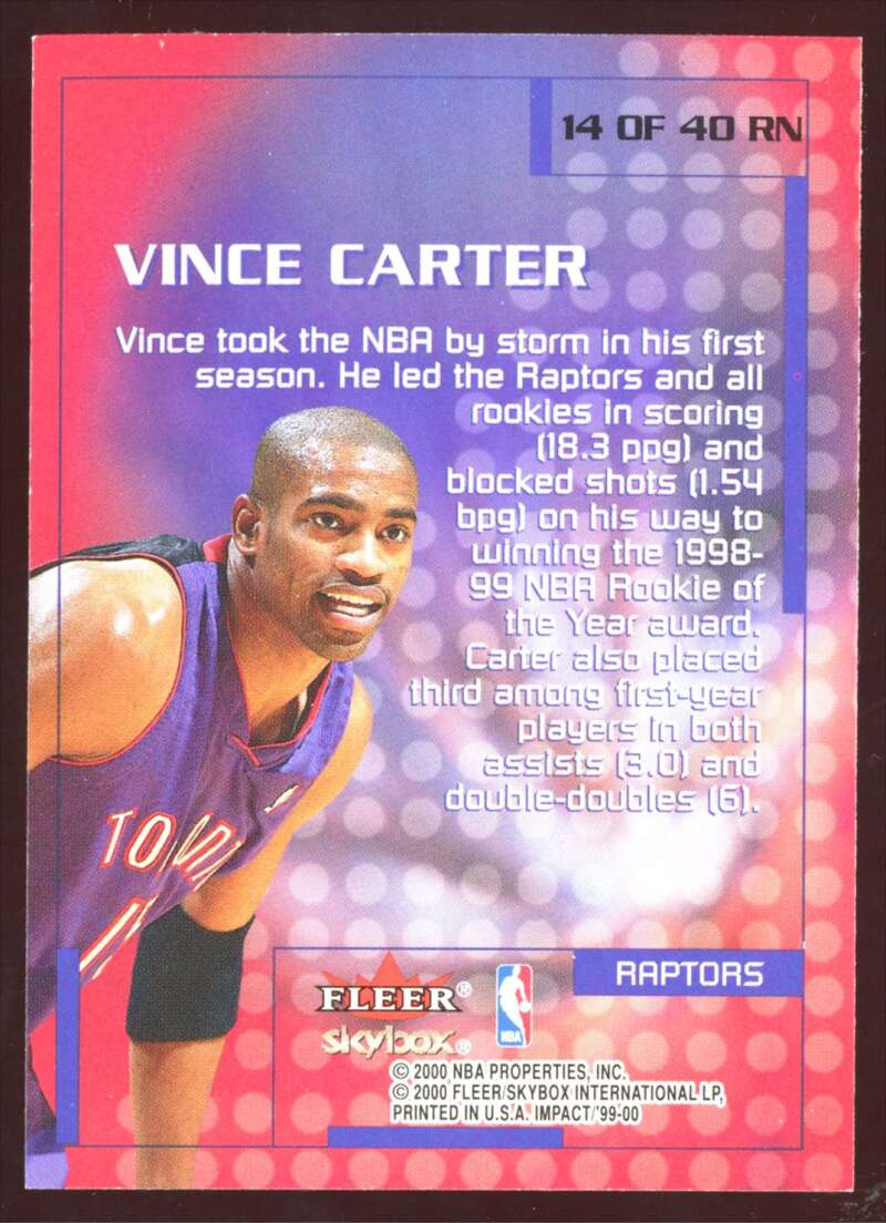 Load image into Gallery viewer, 1999-00 SkyBox Impact Rewind 99 Vince Carter #14RN Image 2
