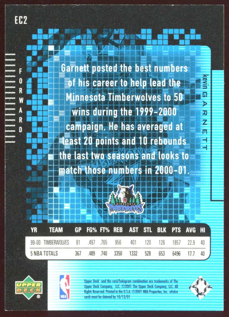 Load image into Gallery viewer, 2000-01 Upper Deck e-Card Kevin Garnett #EC2 Image 2
