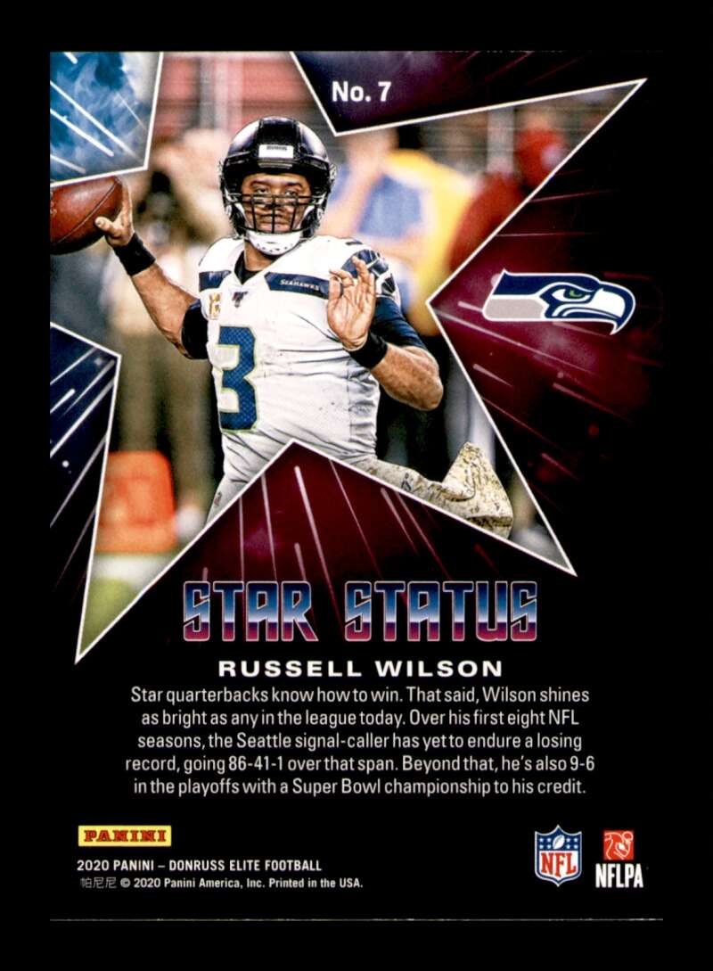 Load image into Gallery viewer, 2020 Donruss Elite Star Status Pink Russell Wilson #7 Image 2
