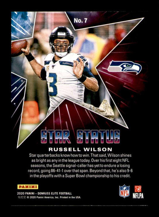 2020 Donruss Elite Star Status Pink Russell Wilson 