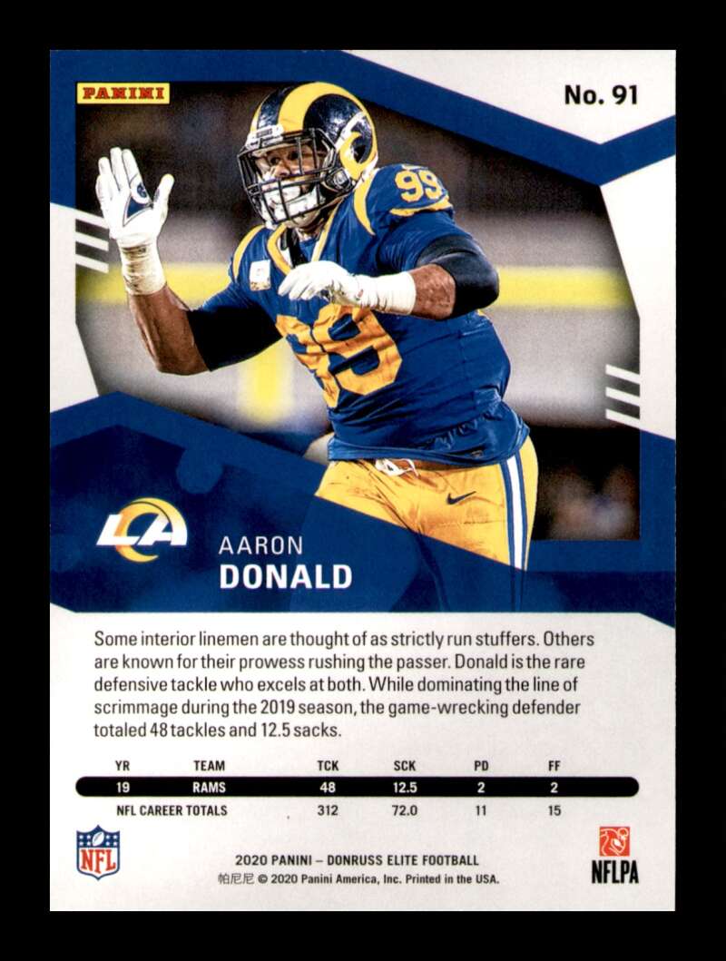 Load image into Gallery viewer, 2020 Donruss Elite Green Aaron Donald #91 Image 2
