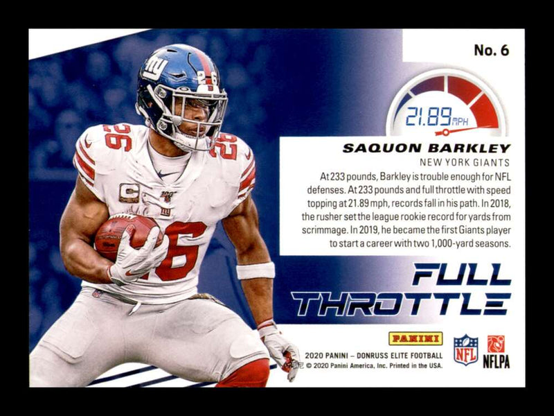 Load image into Gallery viewer, 2020 Donruss Elite Full Throttle Pink Saquon Barkley #6 Image 2
