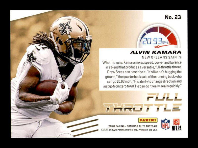 Load image into Gallery viewer, 2020 Donruss Elite Full Throttle Green Alvin Kamara #23 Image 2
