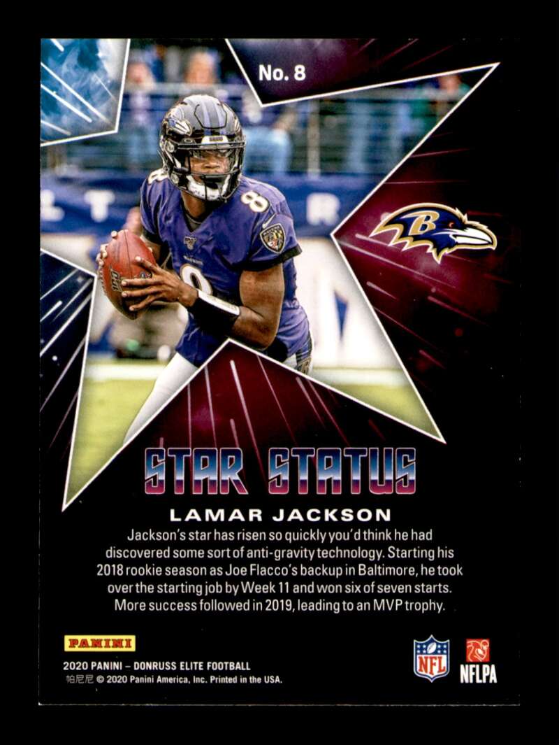 Load image into Gallery viewer, 2020 Donruss Elite Star Status Green Lamar Jackson #8 Image 2
