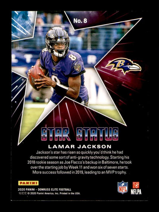 2020 Donruss Elite Star Status Green Lamar Jackson 